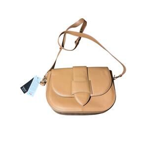 Alessandro Mari Leather Saddle Bag Tan Brown Made in Italy NWT